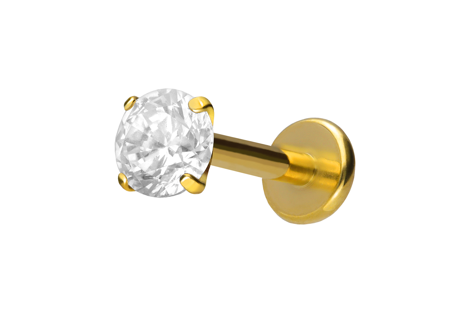 Titan Labret Piercing mit Innengewinde EINGEFASSTER KRISTALL